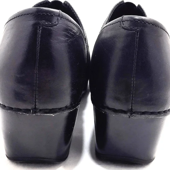 Dansko Tamara Black Leather Slip-On Clogs With Adjustable Strap - Picture 15 of 16